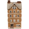 Clayre & Eef 6CE1869 Theelichthouder Huis Keramiek Oranje-Beige 11x9x22 cm