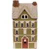 Clayre & Eef 6CE1870 Theelichthouder Huis Keramiek Groen Beige 14x10x26 cm