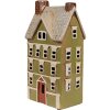 Clayre & Eef 6CE1870 Theelichthouder Huis Keramiek Groen Beige 14x10x26 cm