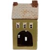 Clayre & Eef 6CE1870 Theelichthouder Huis Keramiek Groen Beige 14x10x26 cm