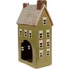 Clayre & Eef 6CE1870 Theelichthouder Huis Keramiek Groen Beige 14x10x26 cm
