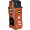 Clayre & Eef 6CE1871 Theelichthouder Huis Keramiek Rood 12x9x25 cm Landelijke stijl