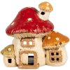 Clayre & Eef 6CE1876 Theelichthouder Huis Beige Rood 17x12x16 cm