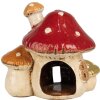 Clayre & Eef 6CE1876 Theelichthouder Huis Beige Rood 17x12x16 cm