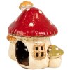 Clayre & Eef 6CE1876 Theelichthouder Huis Beige Rood 17x12x16 cm