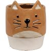 Clayre & Eef 6CE1877 Bloempot Keramiek Kat Oranje Beige Ø 11x13 cm
