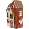 Clayre & Eef 6CE1908 Theelichthouder Huis Keramiek Beige Oranje 13x8x20 cm