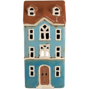 Clayre & Eef 6CE1915 Theelichthouder Huis Blauw Bruin...