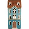 Clayre & Eef 6CE1915 Theelichthouder Huis Blauw Bruin 11x9x22 cm