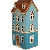 Clayre & Eef 6CE1915 Theelichthouder Huis Blauw Bruin 11x9x22 cm