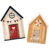 Clayre & Eef 6CE1866 Keramisch Bord Beige Blauw Landelijke Stijl 27x18x3 cm