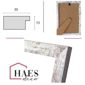 Haes Deco fotolijst Paris Wit Bruin hout look Maten 10x15 tot 50x70 cm
