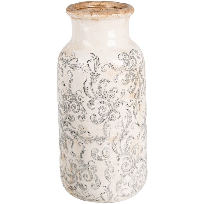 Clayre & Eef 6CE1927L Vaas Ø 15x32 cm Wit