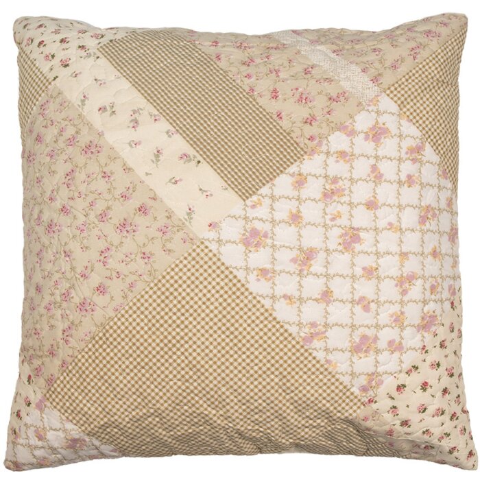 Clayre & Eef Q198.030 Kussenhoes Patchwork Beige Roze 50x50 cm