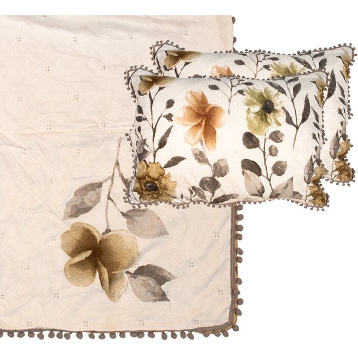 Clayre & Eef Q210.061 Sprei 220x240 cm 2 Kussenslopen 50x70 cm Bloemig