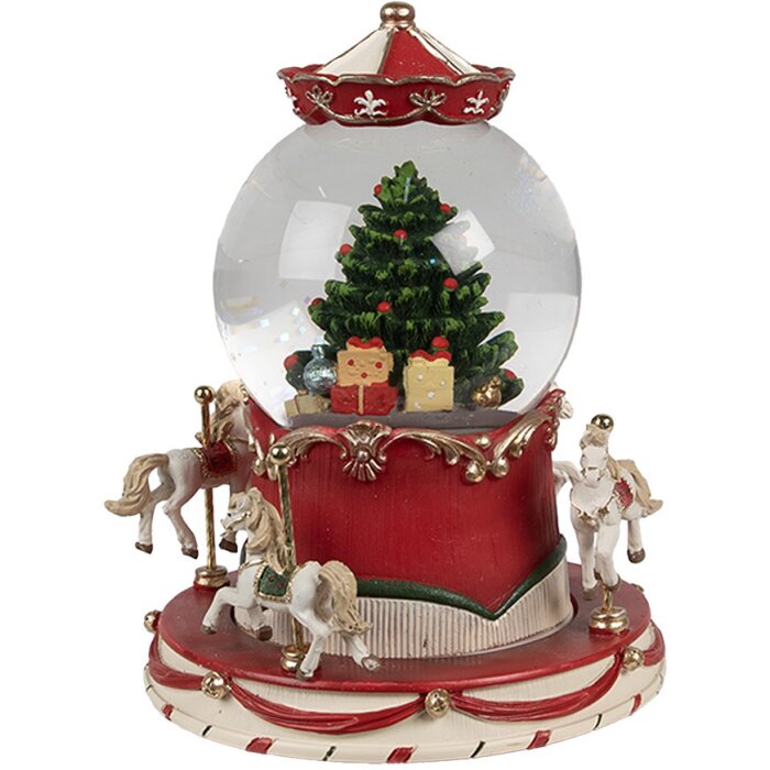 Clayre & Eef 65766 Sneeuwbol met muziek Kerstboom Ø14x19 cm