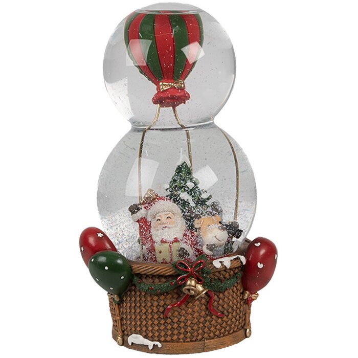 Clayre & Eef 65768 Sneeuwbol kerstman luchtballon met muziek 21 cm