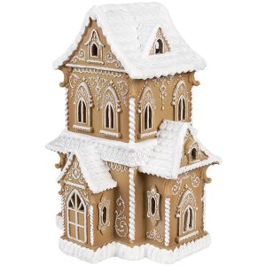 Clayre & Eef 6PR3906GG LED decoratief huis peperkoek look 28x21x37 cm