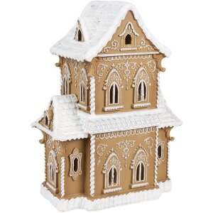 Clayre & Eef 6PR3906GG LED decoratief huis peperkoek look 28x21x37 cm