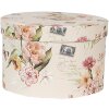 Clayre & Eef 66005 Hoedendoos Set 3 Stuks Bloemenpatroon Beige Ø24/22/21 cm