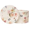 Clayre & Eef 66005 Hoedendoos Set 3 Stuks Bloemenpatroon Beige Ø24/22/21 cm