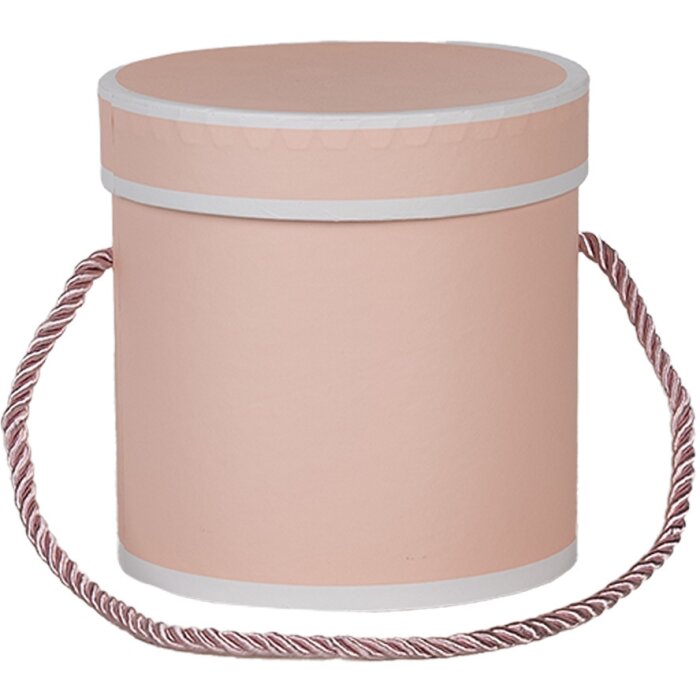 Clayre & Eef 66009P Cadeaudoos Roze Rond Ø 12x12 cm Kartonnen doos
