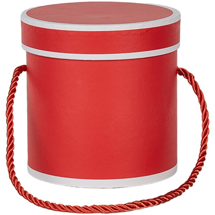 Clayre & Eef 66009R Cadeaudoos Rond Rood Ø 12x12 cm Kartonnen doos met handvat