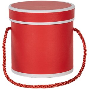 Clayre & Eef 66009R Cadeaudoos Rond Rood Ø 12x12 cm Kartonnen doos met handvat