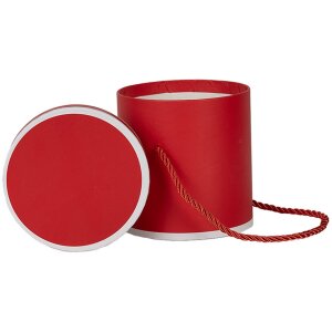 Clayre & Eef 66009R Cadeaudoos Rond Rood Ø 12x12 cm Kartonnen doos met handvat