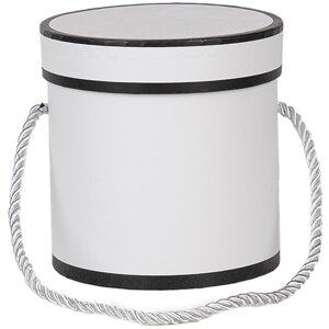 Clayre & Eef 66009W Cadeaudoos Wit Rond Ø 12x12 cm Kartonnen doos met handvat