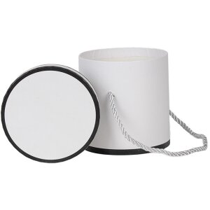 Clayre & Eef 66009W Cadeaudoos Wit Rond Ø 12x12 cm Kartonnen doos met handvat