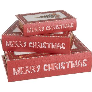 Clayre & Eef 65755 Opbergdozen set van 3 rood-wit...