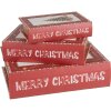 Clayre & Eef 65755 Opbergdozen set van 3 rood-wit 27x22x7 cm