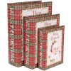 Clayre & Eef 65756 Opbergdozenset Rood Wit 3 Maten Kerst MDF