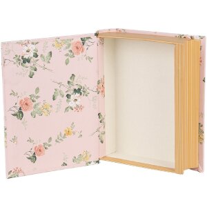 Clayre & Eef 66013P Doos boekvorm roze gebloemd 17x14x5 cm