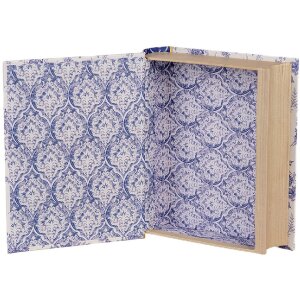 Clayre & Eef 66014 Boekvorm Wit Blauw 17x14x5 cm Retro Vintage