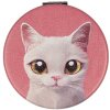 Juleeze JZSP0016 Handspiegel kat motief Ø 7x1 cm Roze Wit