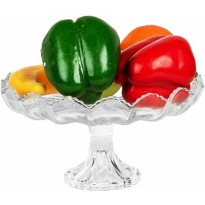 Clayre & Eef 6GL5013 Schaal op voet glas transparant Ø 23x12 cm