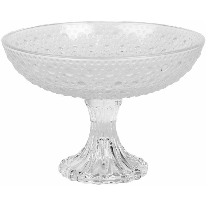 Clayre & Eef 6GL5014 Schaal op voet Ø 20 cm x 14 cm Transparant glas