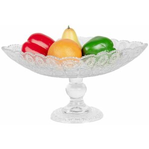Clayre & Eef 6GL5015 Schaal op voet Transparant glas 29x29x18 cm