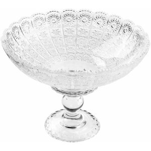 Clayre & Eef 6GL5016 Schaal op voet Transparant Ø 32x21 cm Glas