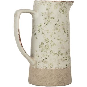 Clayre & Eef 6CE1924L Decoratiekan Groen Keramiek 21x14x26 cm Landelijke stijl