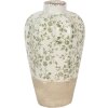 Clayre & Eef 6CE1936M Vaas keramiek beige groen Ø 21x34 cm Landelijke stijl