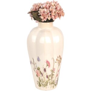 Clayre & Eef Vaas 6CE1938M Ø 21x34 cm Beige Roze Bloemmotieven Landelijke Stijl