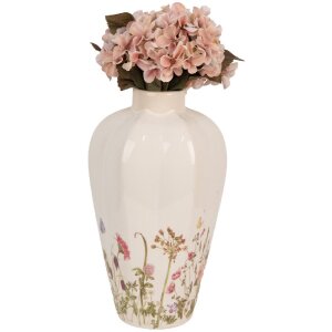 Clayre & Eef Vaas Beige Roze Keramiek Landelijke Stijl Ø 17x30 cm