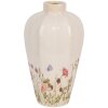 Clayre & Eef Vaas Beige Roze Keramiek Landelijke Stijl Ø 17x30 cm