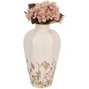 Clayre & Eef Vaas Beige Roze Keramiek Landelijke Stijl Ø 17x30 cm