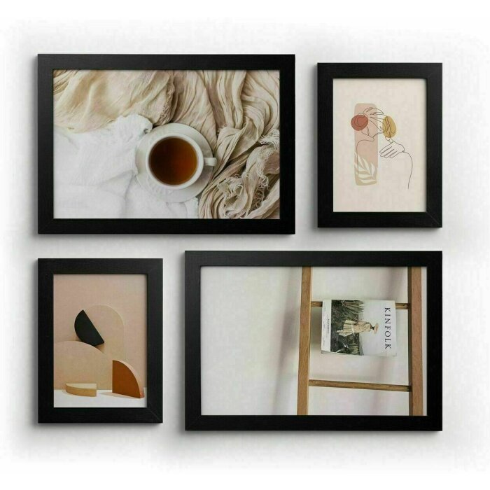 Deknudt S66KF2 Set van 4 Houten Fotolijsten Zwart 13x18 cm 20x30 cm