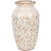 Clayre & Eef 6CE1941L Vaas Beige Roze Ø 21x37 cm Keramiek Landelijke Stijl