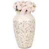 Clayre & Eef 6CE1941L Vaas Beige Roze Ø 21x37 cm Keramiek Landelijke Stijl